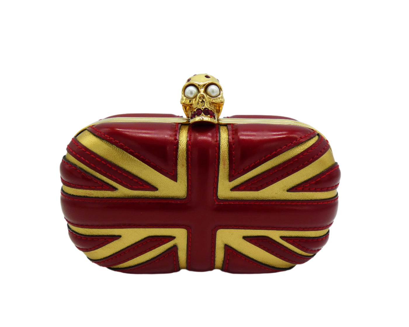 Alexander McQueen Red and Gold Britannia Clutch – Occhi Azzurri
