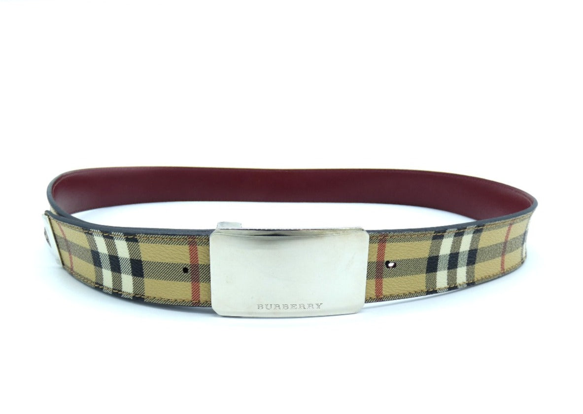 Burberry Burberry Reversible Monogram Leather Belt - Stylemyle
