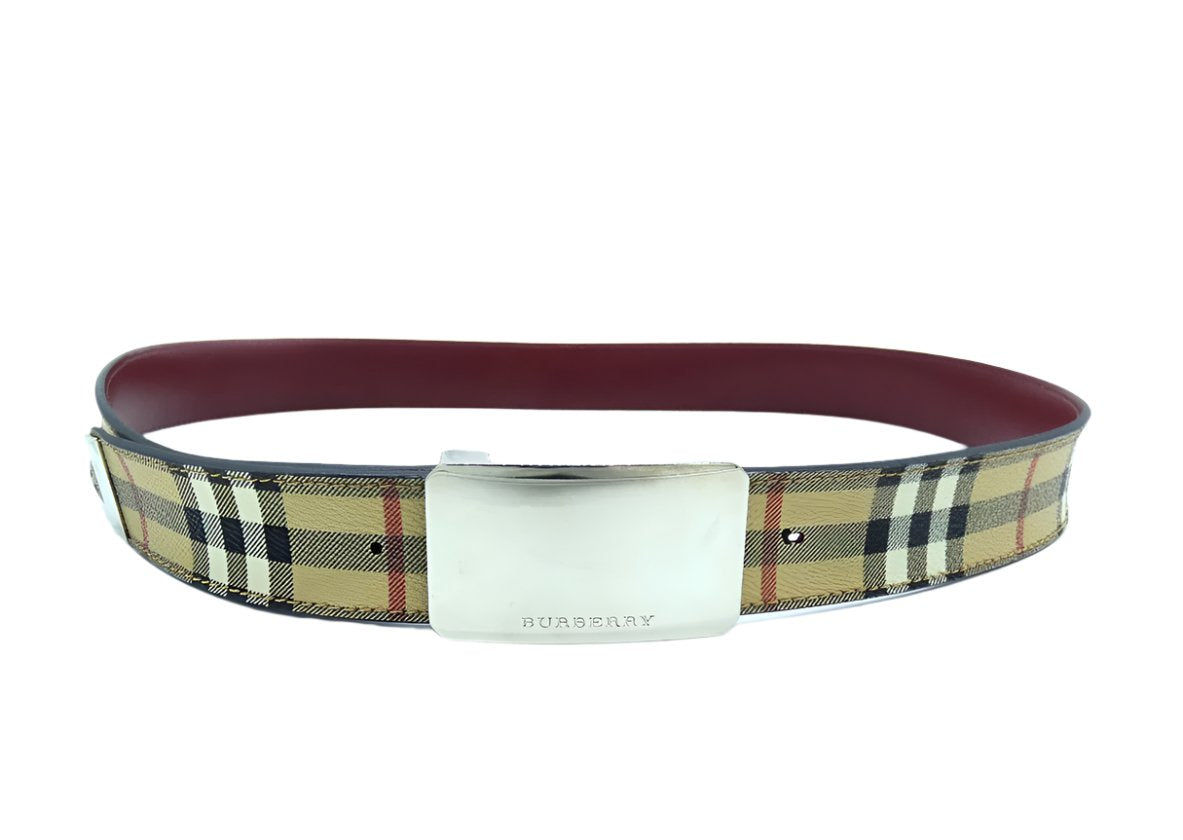 Burberry Burberry REVERSIBLE VINTAGE CHECK AND LEATHER TB Belt - Stylemyle