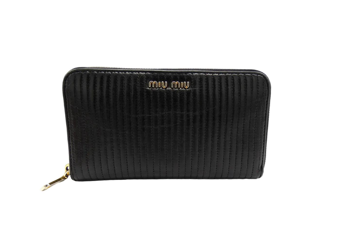 Miu Miu Black Leather Zip Continental Wallet – Occhi Azzurri display picture 1