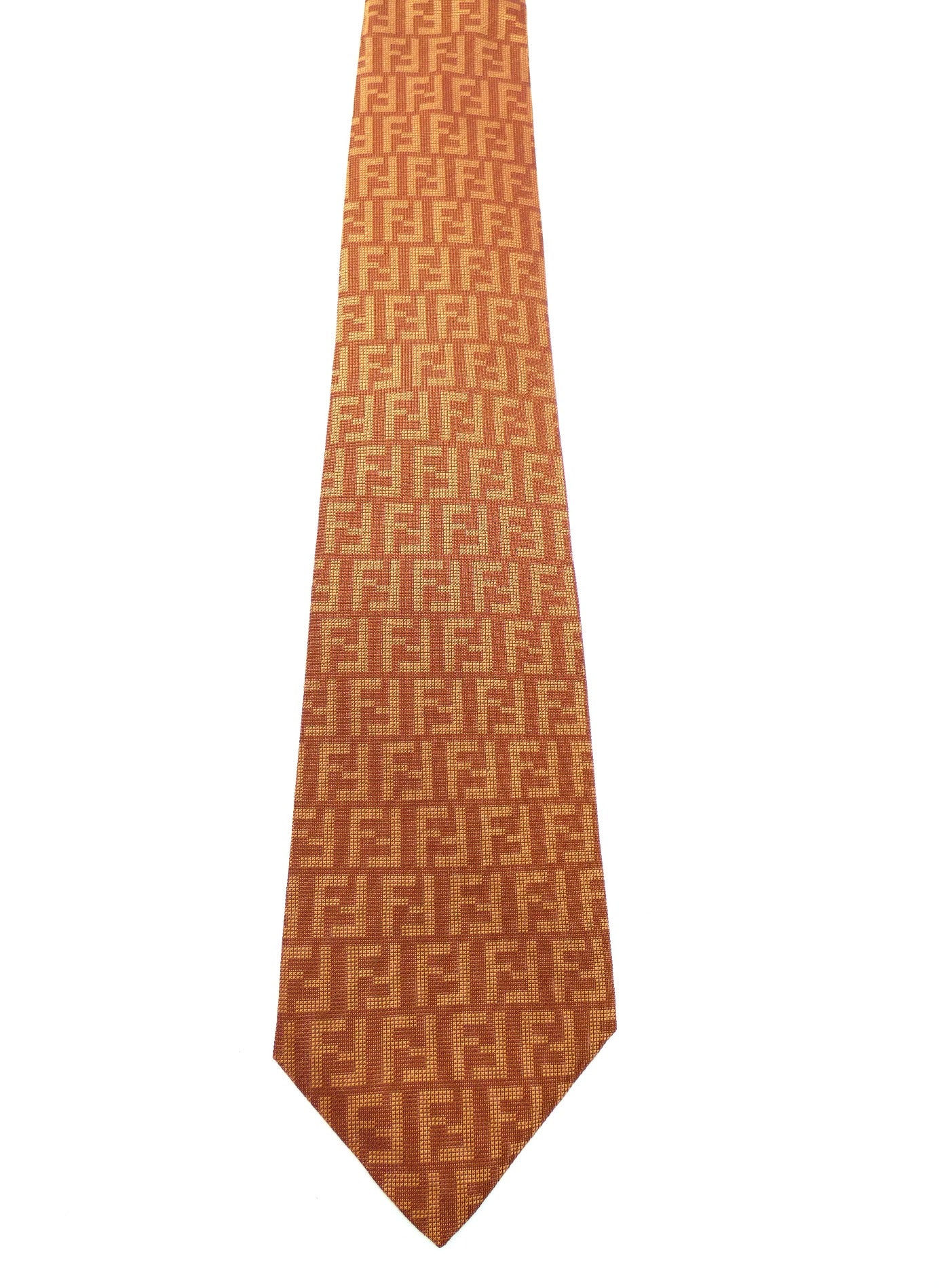 Fendi Graphic Orange FF Monogram Graphic Silk Tie Occhi Azzurri