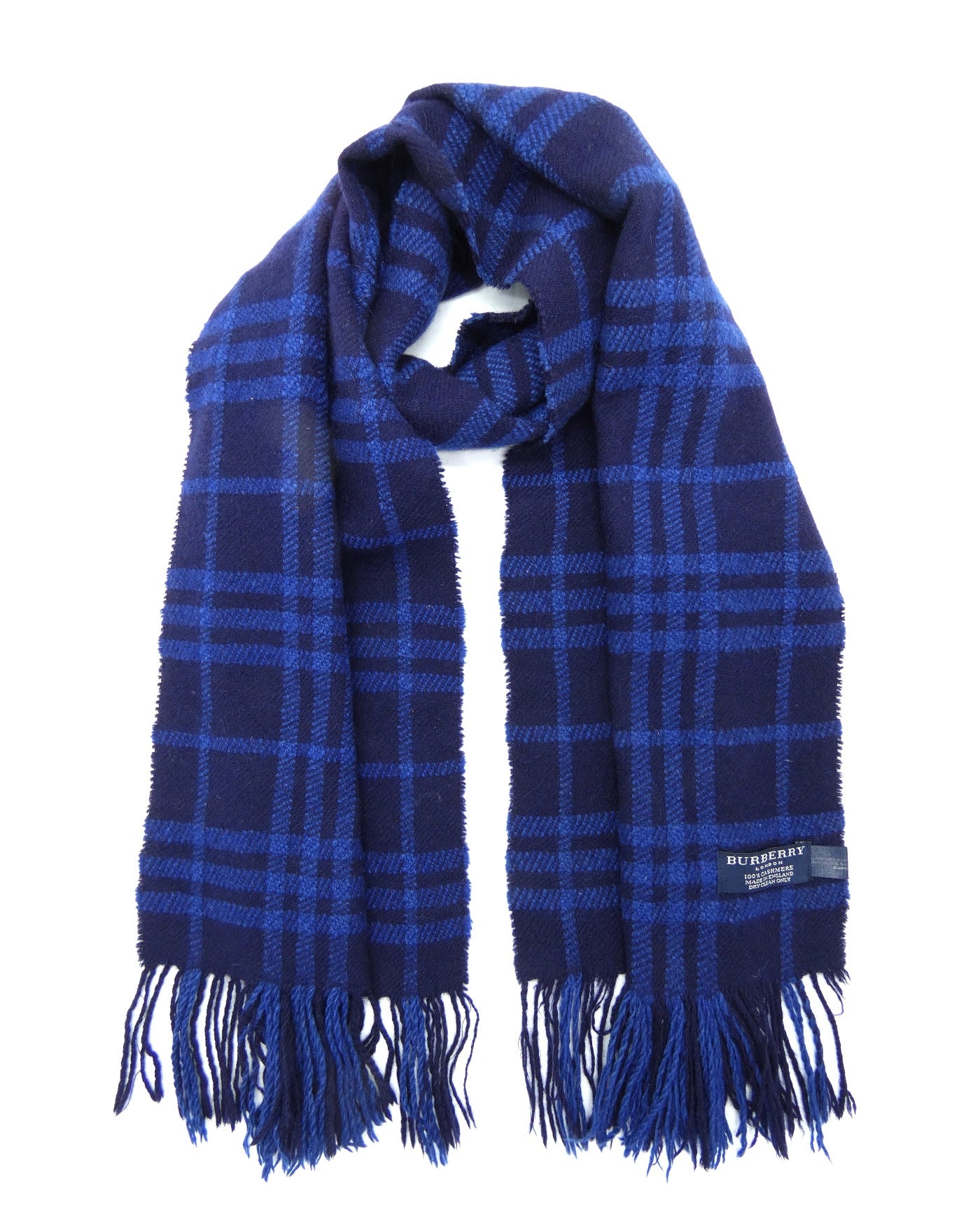 Burberry Cashmere House Check Navy Blue Tonal Scarf – Occhi