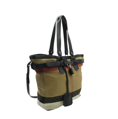 Burberry House Check Canvas Padlock Tote Bag Burberry