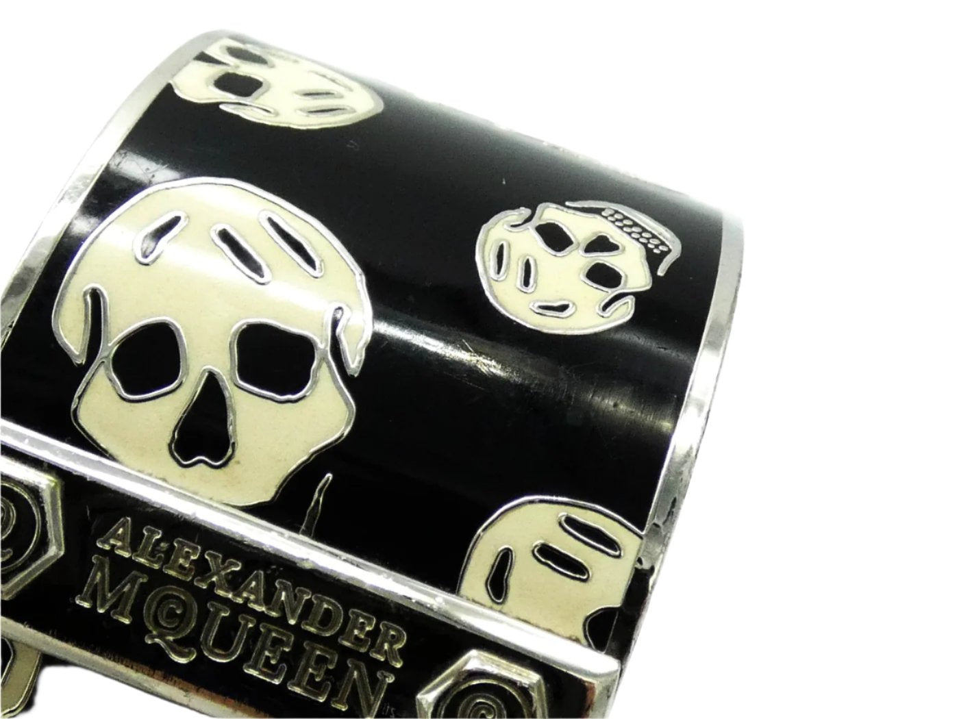 Alexander McQueen Black and White Skull Bangle Bracelet Alexander McQueen