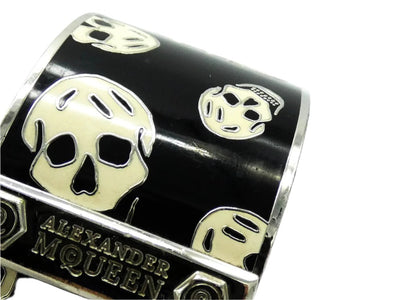 Alexander McQueen Black and White Skull Bangle Bracelet Alexander McQueen