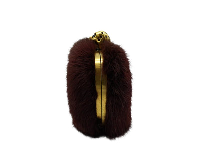 Alexander McQueen Merlot Mink Skull Clutch Bag Alexander McQueen