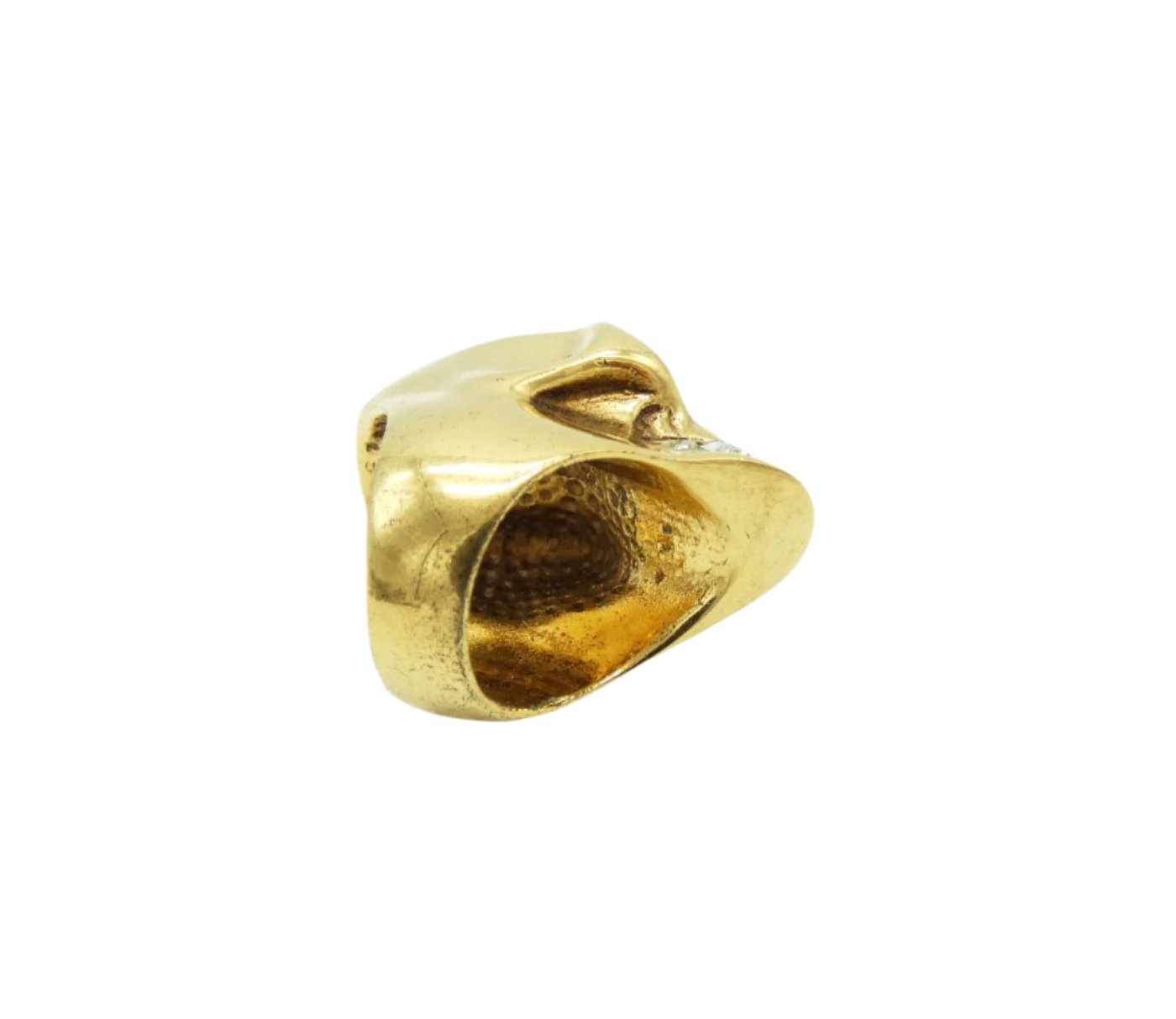 Alexander McQueen Gold Skull Ring with Crystal Heart Ring Alexander McQueen