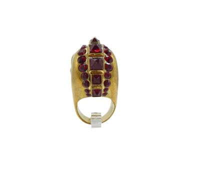 Alexander McQueen Spiked Gold with Red Crystal Mohawk Ring Ring Alexander McQueen