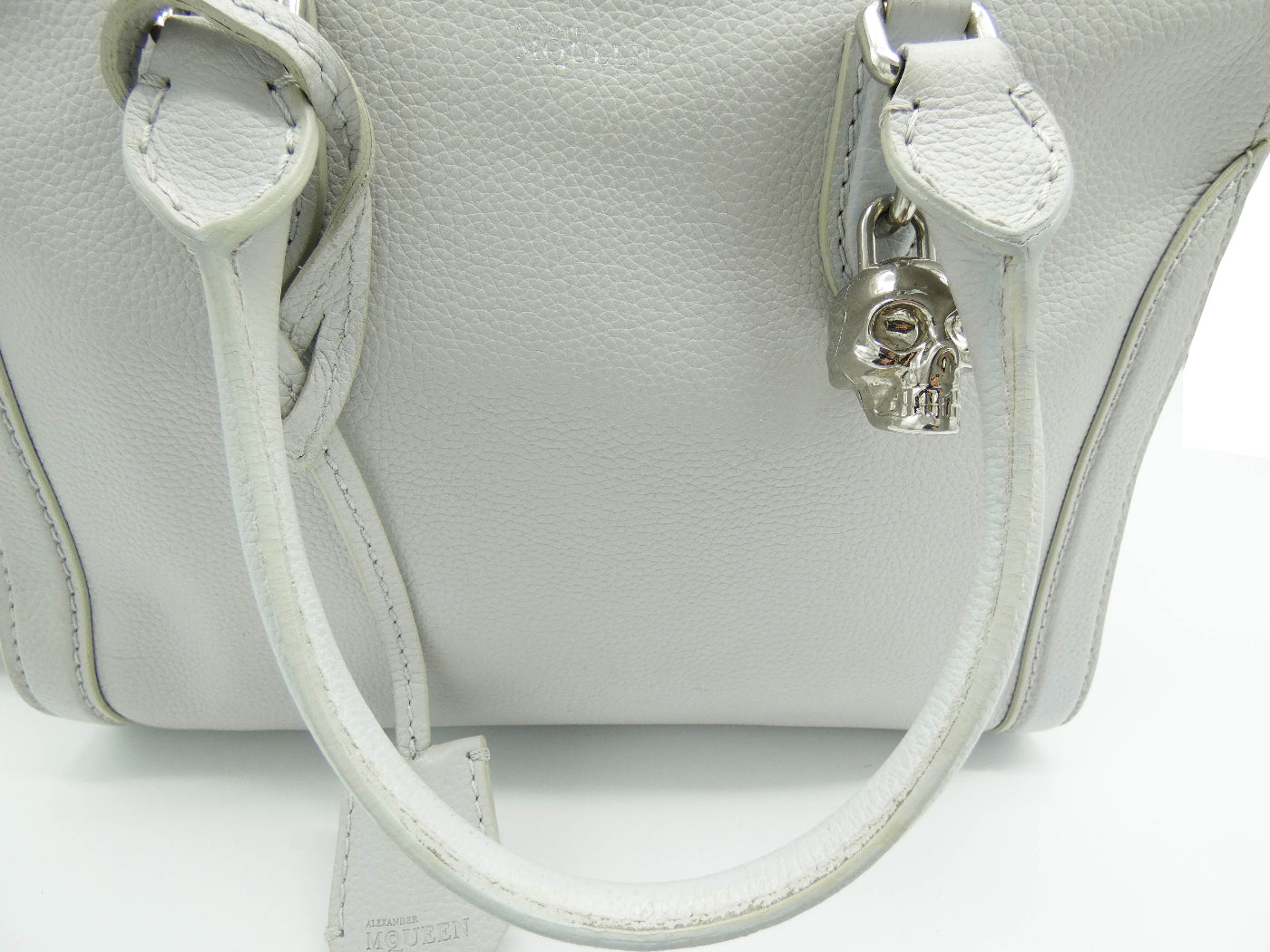 Alexander McQueen Skull Padlock Stone 2way Handbag light grey leather Bag Alexander McQueen