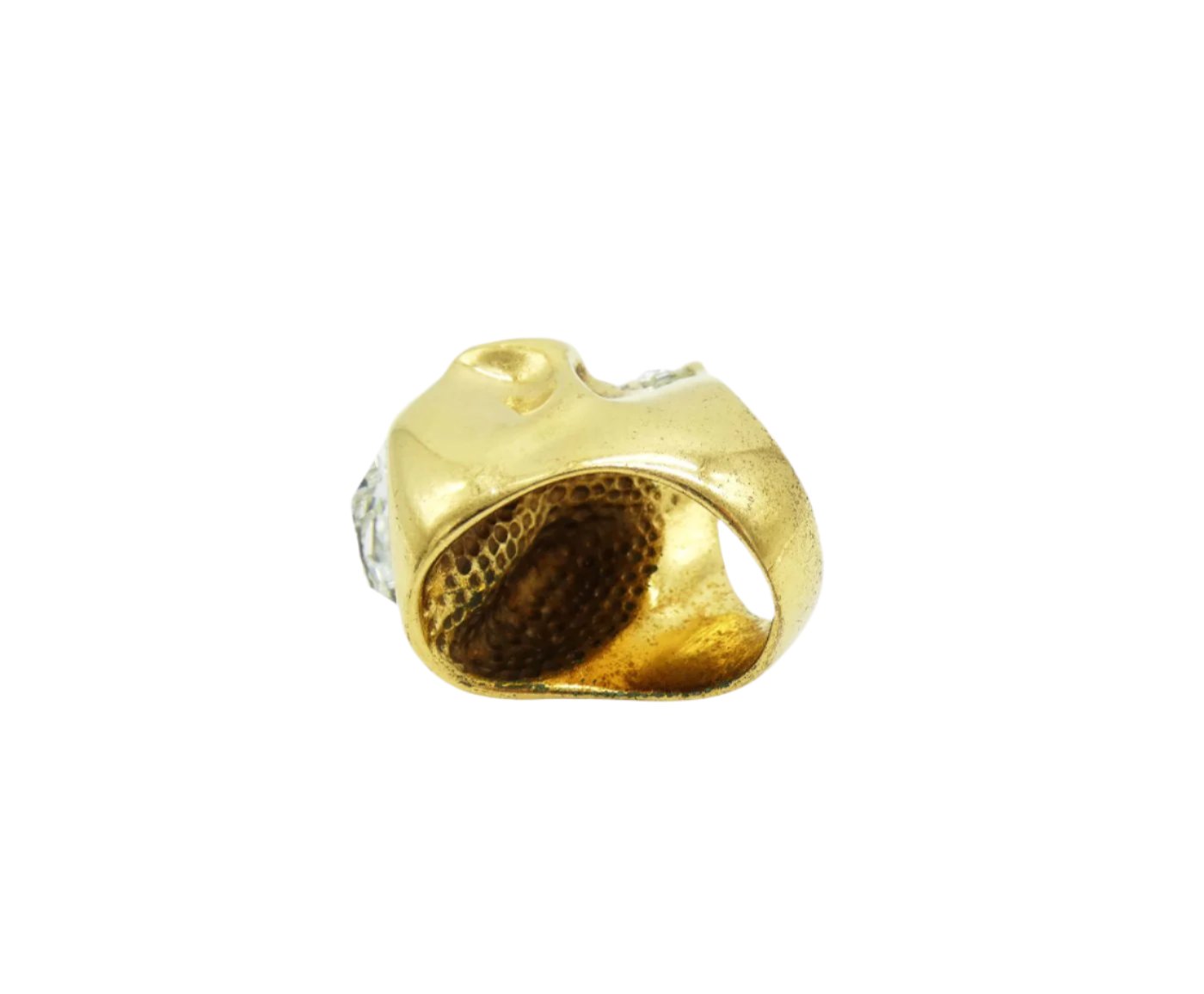 Alexander McQueen Gold Skull Ring with Crystal Heart Ring Alexander McQueen