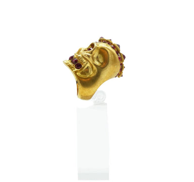 Alexander McQueen Spiked Gold with Red Crystal Mohawk Ring Ring Alexander McQueen