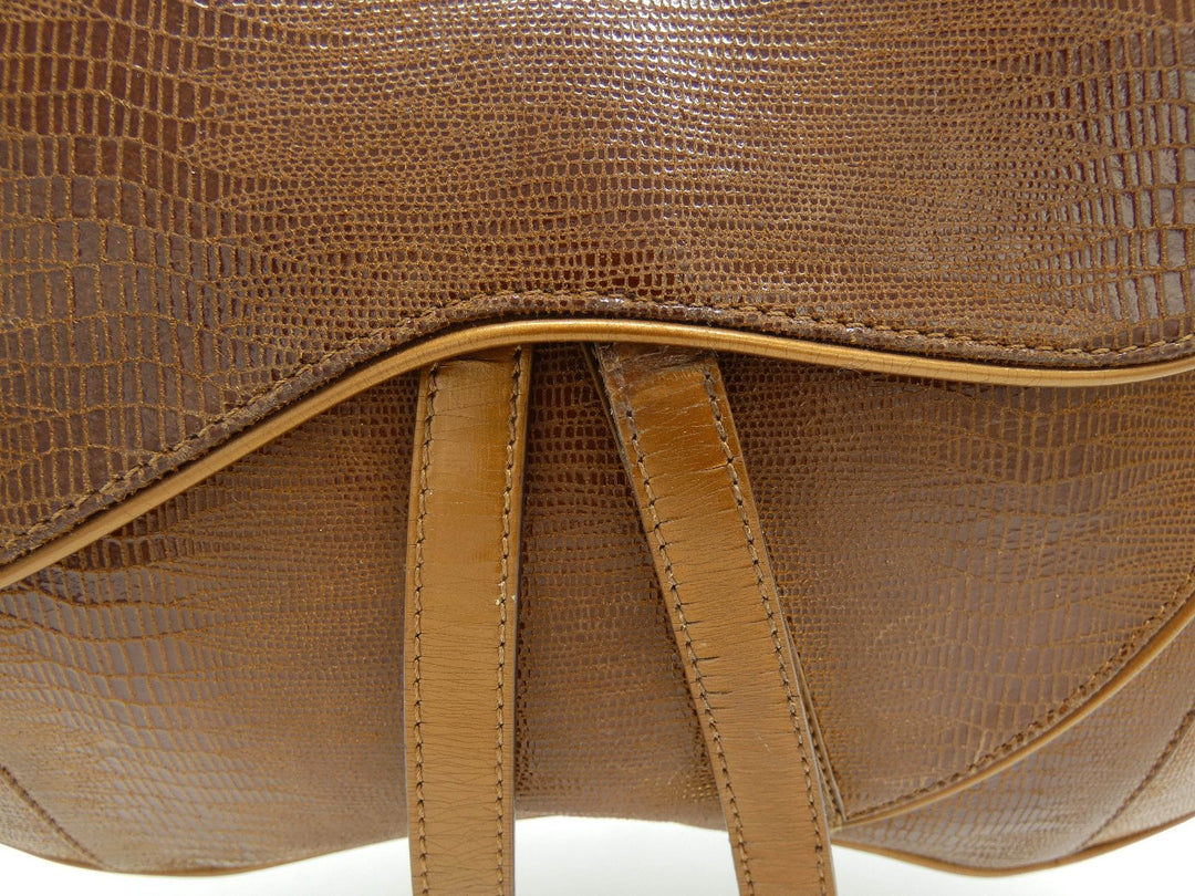 【難あり】Christian Dior ブラウンレザーショルダーバッグ CHRISTIAN DIOR BROWN LEATHER FLORAL LASER CUT SADDLE BAG – RDB
