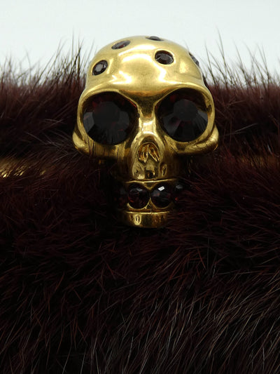 Alexander McQueen Merlot Mink Skull Clutch Bag Alexander McQueen