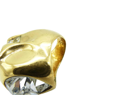 Alexander McQueen Gold Skull Ring with Crystal Heart Ring Alexander McQueen