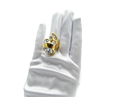 Alexander McQueen Gold Skull Ring with Crystal Heart Ring Alexander McQueen