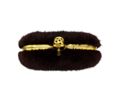 Alexander McQueen Merlot Mink Skull Clutch Bag Alexander McQueen