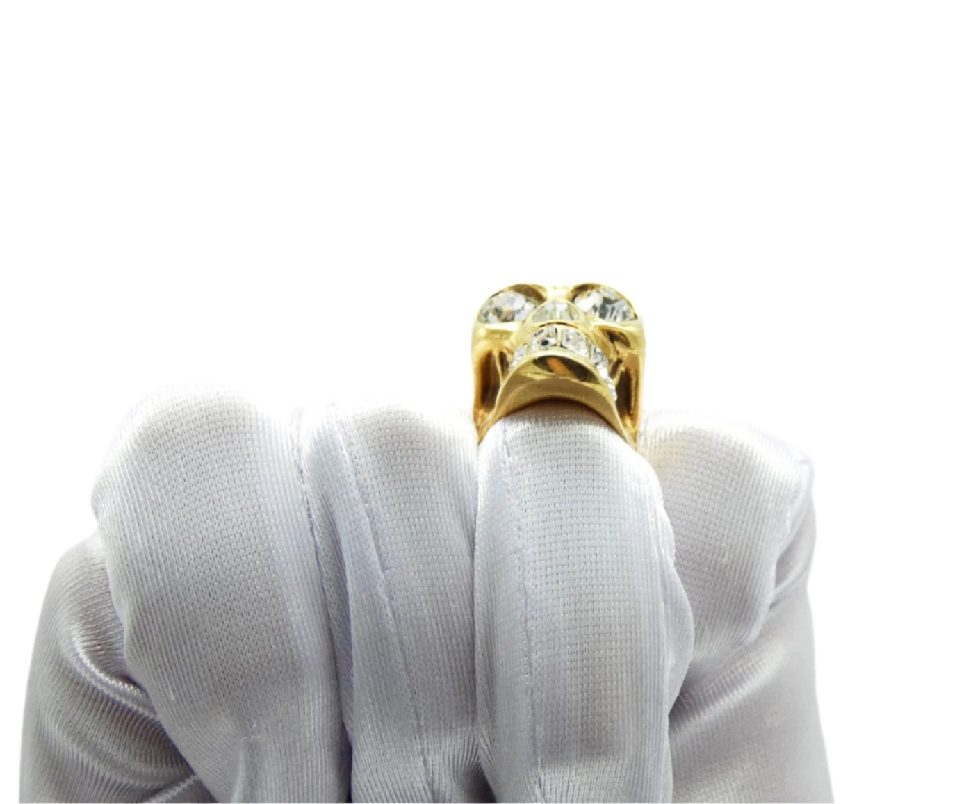 Alexander McQueen Gold Skull Ring with Crystal Heart Ring Alexander McQueen