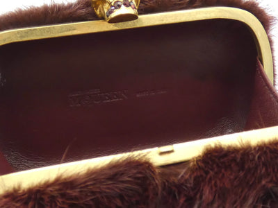 Alexander McQueen Merlot Mink Skull Clutch Bag Alexander McQueen