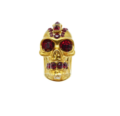 Alexander McQueen Spiked Gold with Red Crystal Mohawk Ring Ring Alexander McQueen