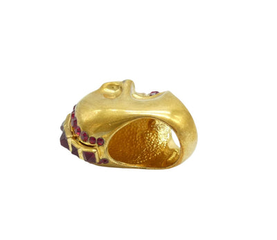 Alexander McQueen Spiked Gold with Red Crystal Mohawk Ring Ring Alexander McQueen