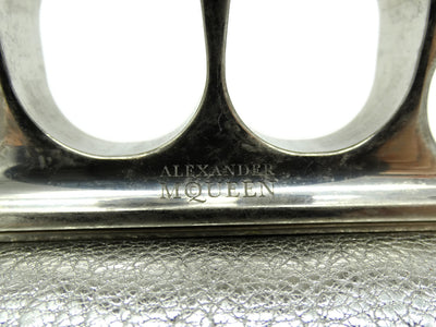 Alexander McQueen Silver Leather Skull Knuckle Clutch Bag Alexander McQueen