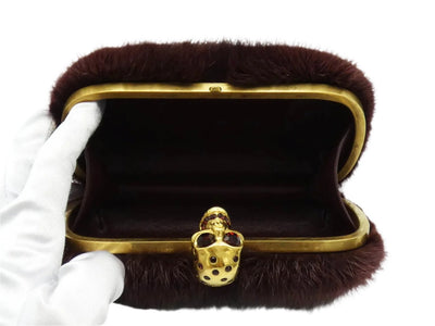 Alexander McQueen Merlot Mink Skull Clutch Bag Alexander McQueen