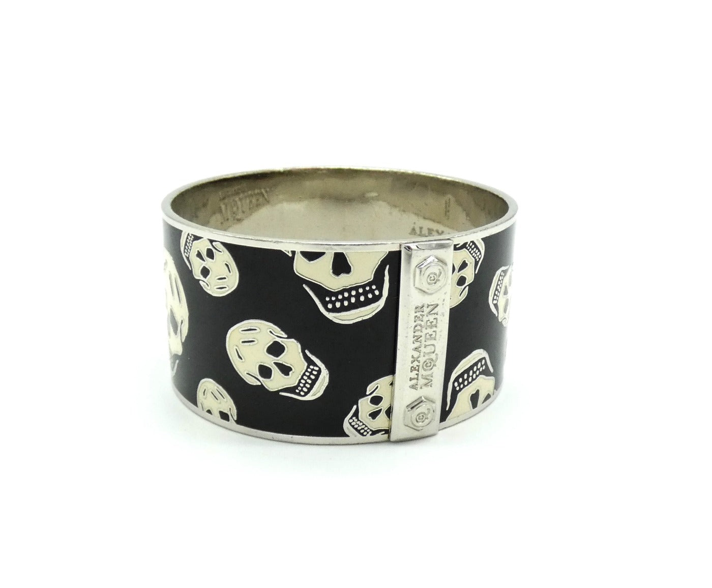 Alexander McQueen Black and White Skull Bangle Bracelet Alexander McQueen