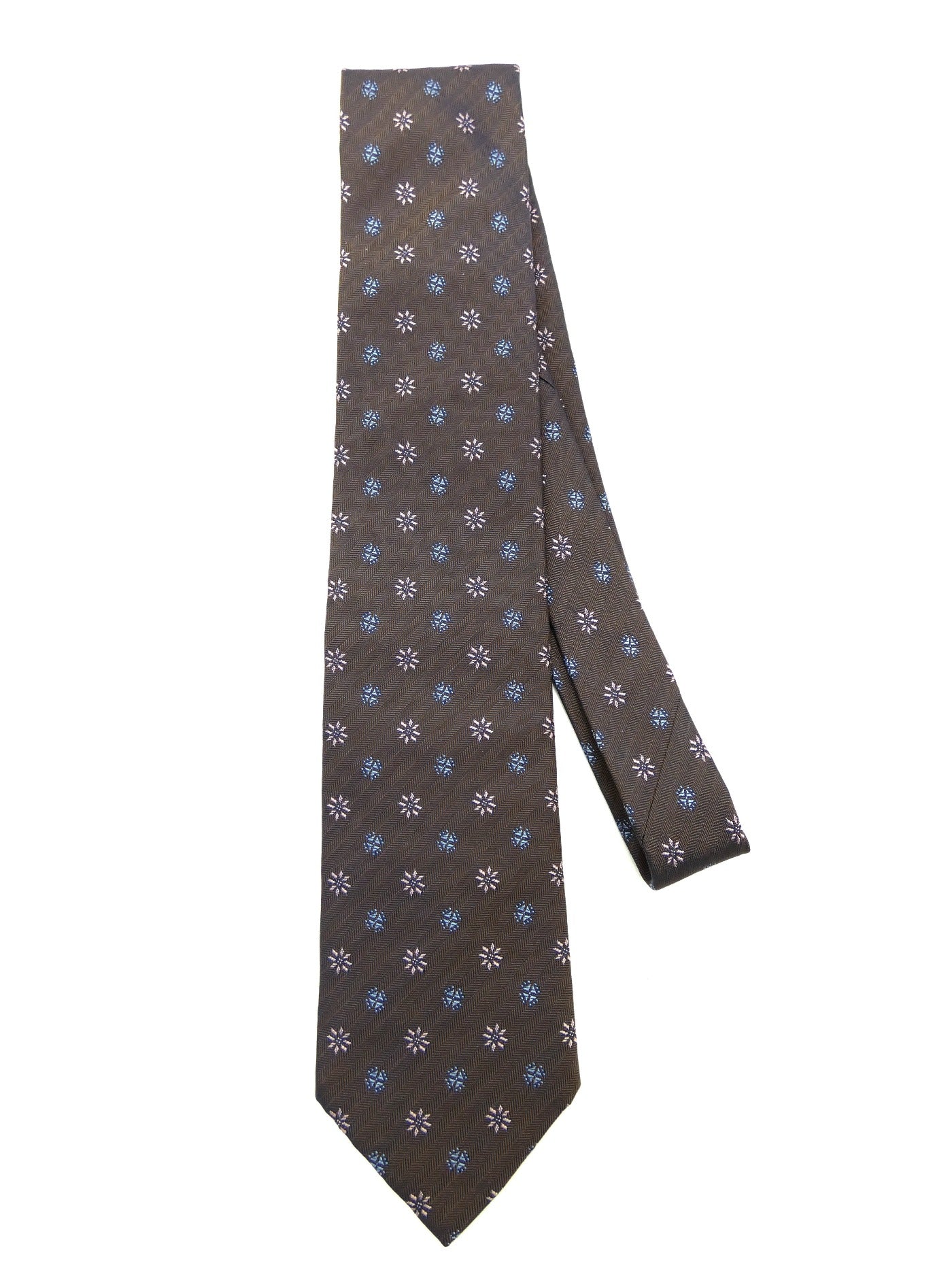 Hermès Brown Blue and Pink Flower Graphic Silk Tie Ties Hermès