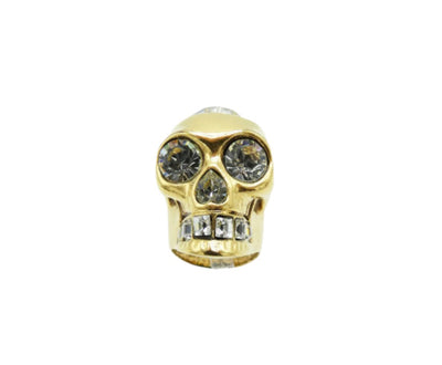 Alexander McQueen Gold Skull Ring with Crystal Heart Ring Alexander McQueen