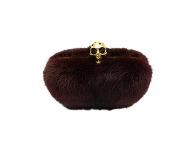 Alexander McQueen Merlot Mink Skull Clutch Bag Alexander McQueen