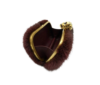 Alexander McQueen Merlot Mink Skull Clutch Bag Alexander McQueen