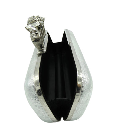 Alexander McQueen Silver Leather Skull Knuckle Clutch Bag Alexander McQueen