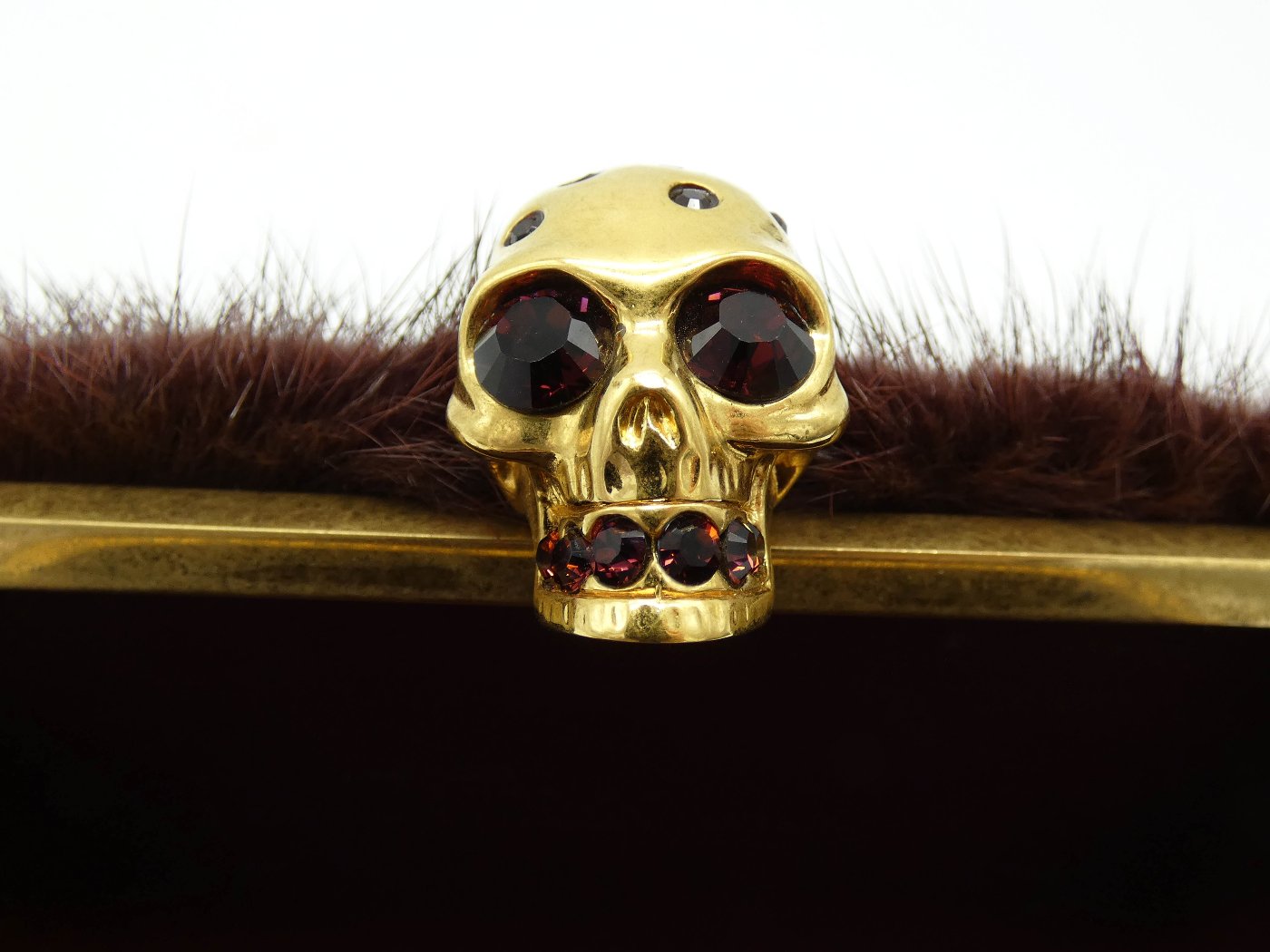 Alexander McQueen Merlot Mink Skull Clutch Bag Alexander McQueen