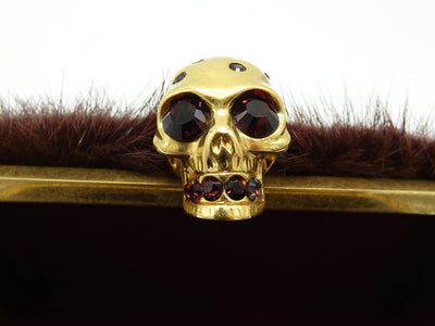 Alexander McQueen Merlot Mink Skull Clutch Bag Alexander McQueen