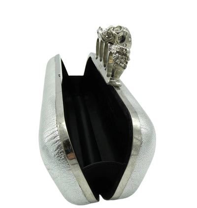 Alexander McQueen Silver Leather Skull Knuckle Clutch Bag Alexander McQueen
