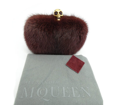 Alexander McQueen Merlot Mink Skull Clutch Bag Alexander McQueen