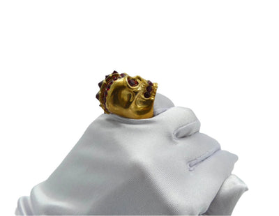 Alexander McQueen Spiked Gold with Red Crystal Mohawk Ring Ring Alexander McQueen