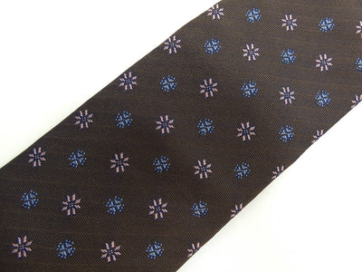 Hermès Brown Blue and Pink Flower Graphic Silk Tie Ties Hermès