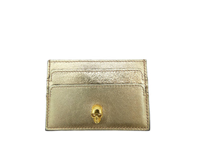 Alexander McQueen Skull Gold Leather Card Case Wallet Alexander McQueen