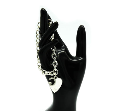 Gucci Sterling Silver Heart Charm Bracelet Necklace Gucci