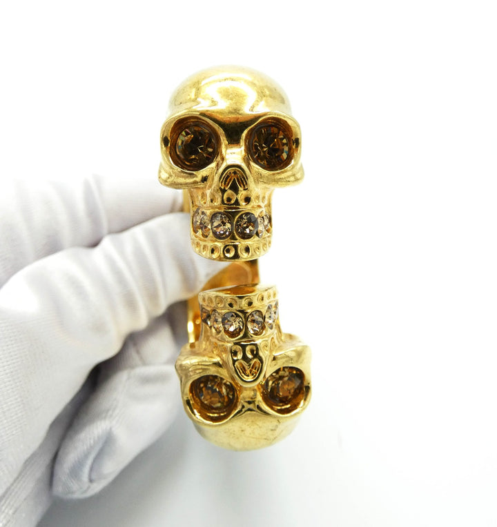 Alexander McQueen Leather Double Skull Bangle – Occhi Azzurri
