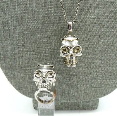 Alexander McQueen Silver Lost at Sea Skull Necklace and Ring Necklace Alexander McQueen