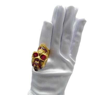 Alexander McQueen Spiked Gold with Red Crystal Mohawk Ring Ring Alexander McQueen