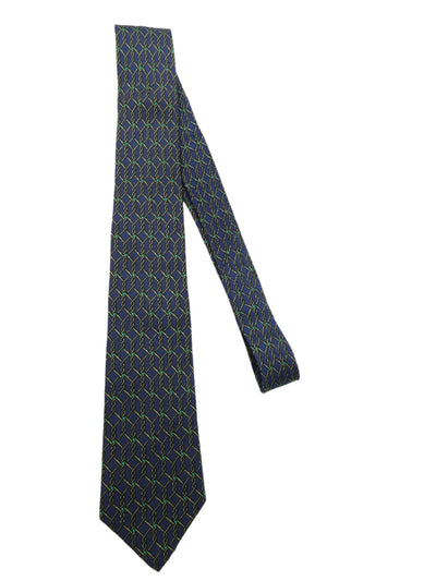 Hermès Blue and White Twisted Wire Graphic Silk Tie Ties Hermès