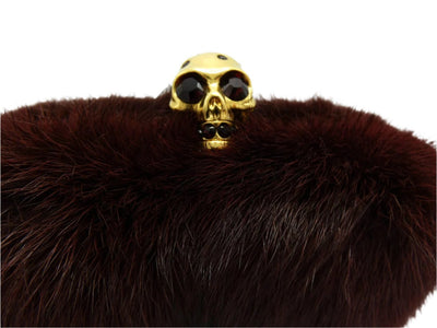 Alexander McQueen Merlot Mink Skull Clutch Bag Alexander McQueen