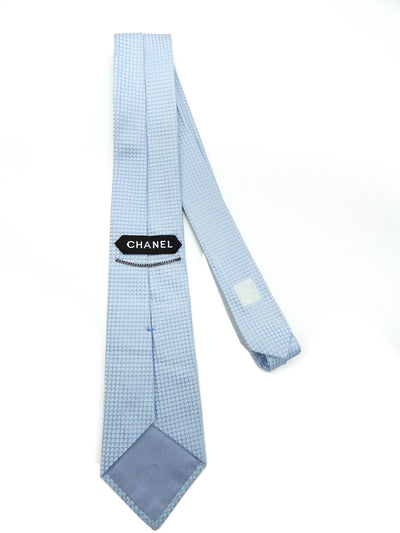 Chanel Light Blue Graphic Silk Tie Ties Chanel