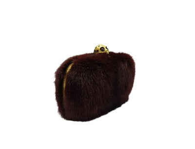 Alexander McQueen Merlot Mink Skull Clutch Bag Alexander McQueen