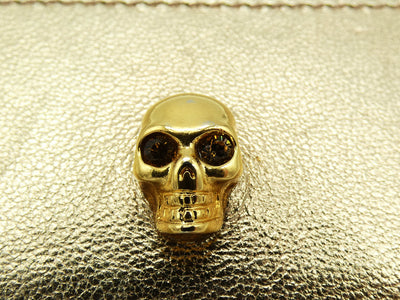 Alexander McQueen Skull Gold Leather Card Case Wallet Alexander McQueen