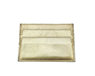 Alexander McQueen Skull Gold Leather Card Case Wallet Alexander McQueen