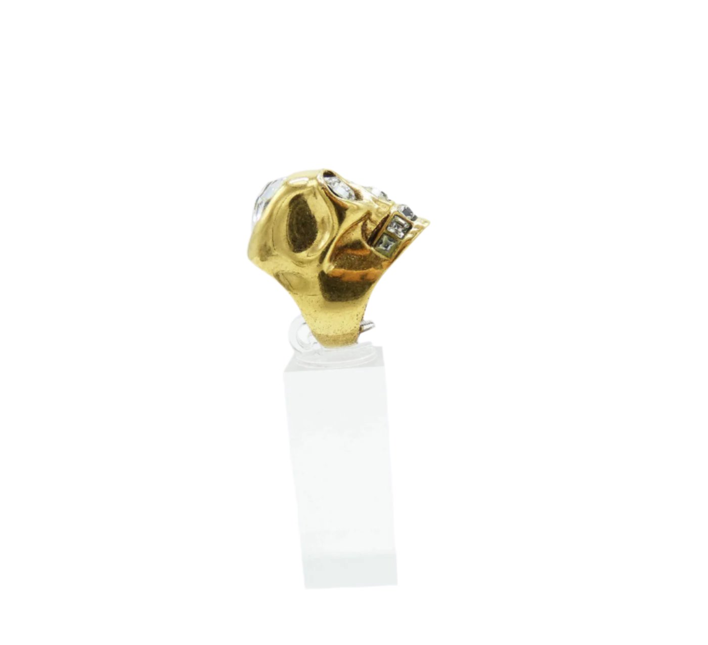 Alexander McQueen Gold Skull Ring with Crystal Heart Ring Alexander McQueen